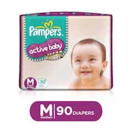 Pampers Active Baby Diapers Medium Size 90 Pieces